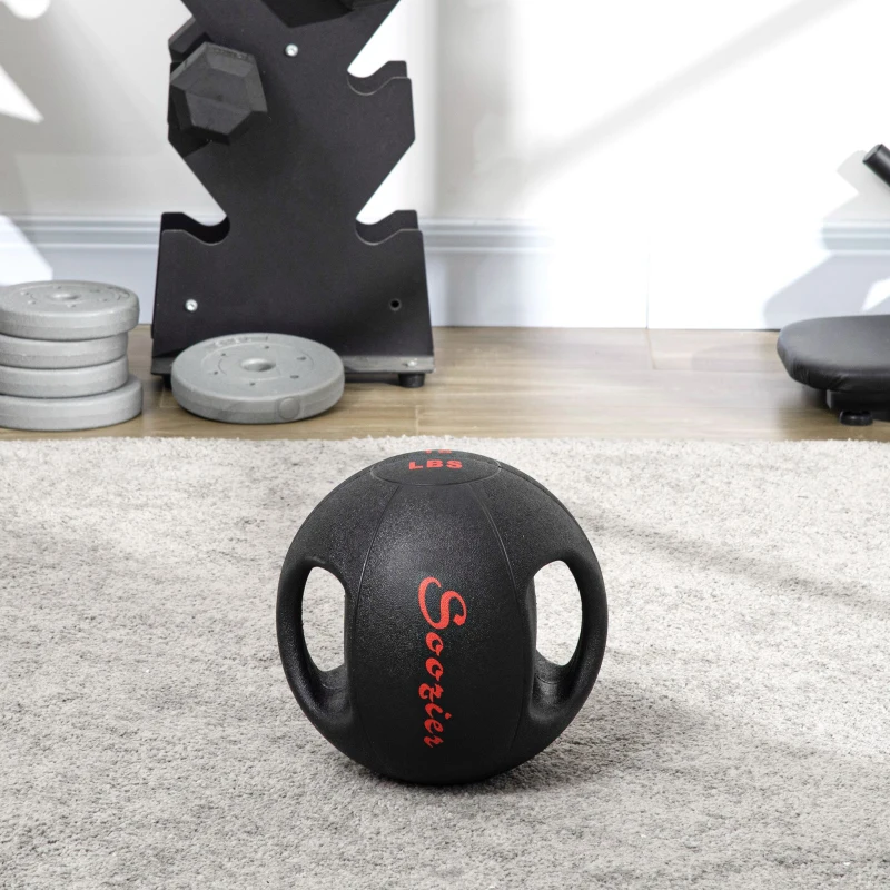 Soozier Medicine Ball with Handles, 18 lbs. Weighted Ball for Exercise, Med Ball for Abs, Core, Strength Training, Balance Training