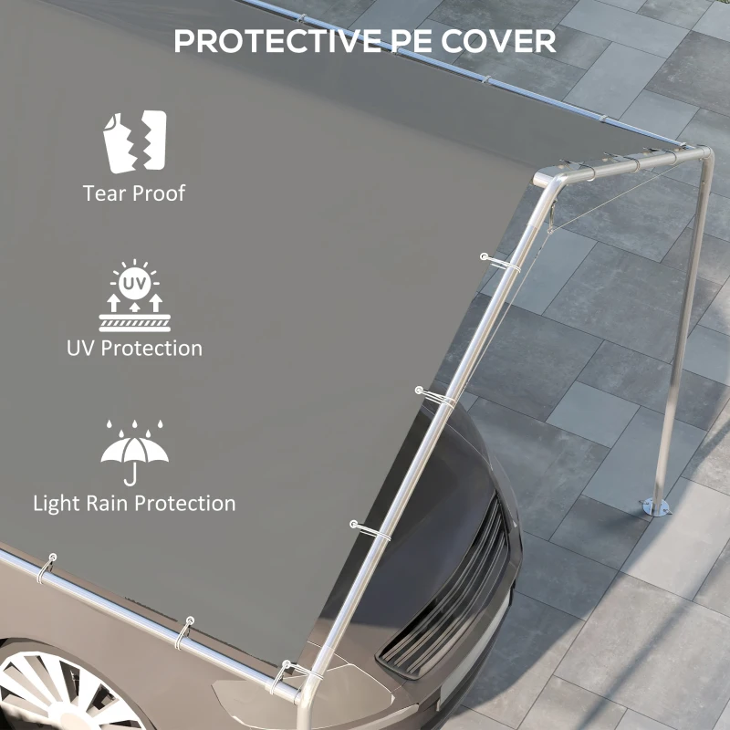 Outsunny 10 x 20ft Carport Roof, UV Resistant Canopy Replacement Cover with Ball Bungee Cords, Dark Gray