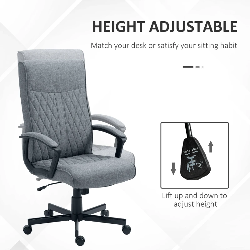 Vinsetto High-Back Home Office Chair, Computer Desk Chair with 360 Degree Swivel, Adjustable Height and Tilt Function, Dark Grey