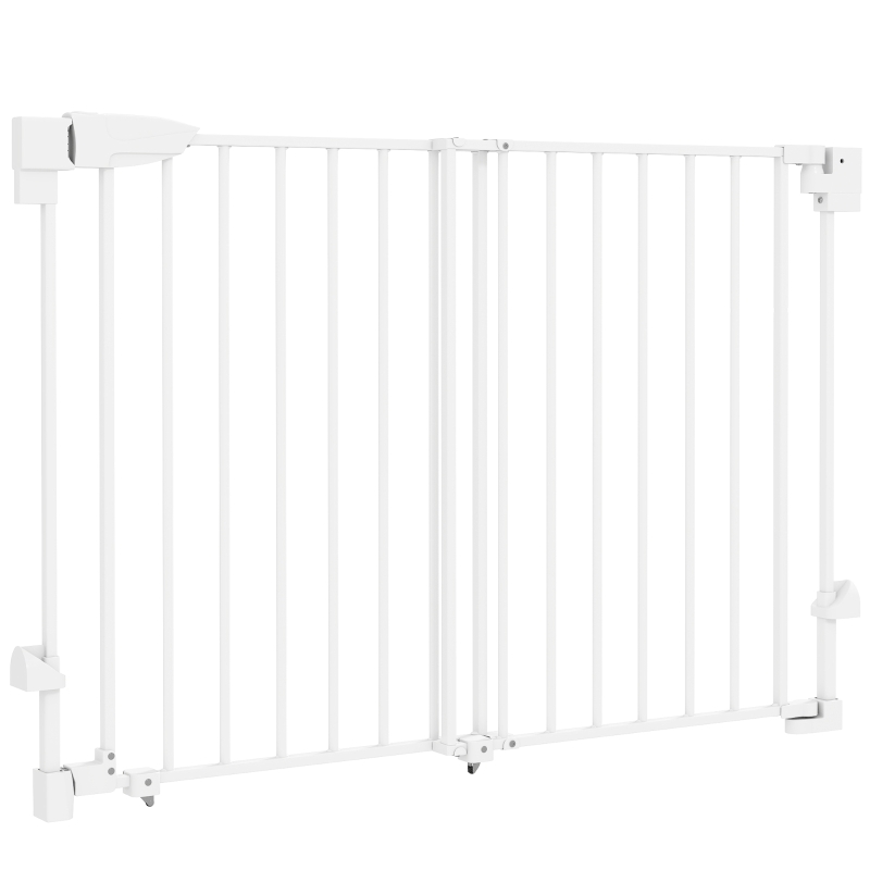 PawHut 29"-44" Wide Dog Gate, 29" H, Pet Gate with Auto-Close, Single Hand Operation, Wall-Mounted, No-Threshold Design