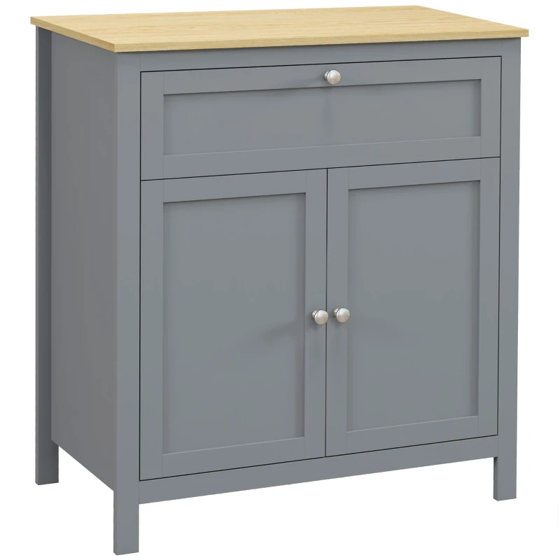 HOMCOM Sideboard Cabinet, Buffet Table with Drawer, Double Door Cupboard and Adjustable Shelf for Living Room, Entryway, Grey