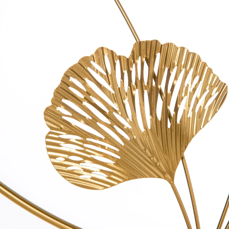 HOMCOM 3D Metal Wall Art Modern Ginkgo Leaves Hanging Wall Sculptures Home Decor for Living Room Bedroom Dining Room, 40" x 26", Gold