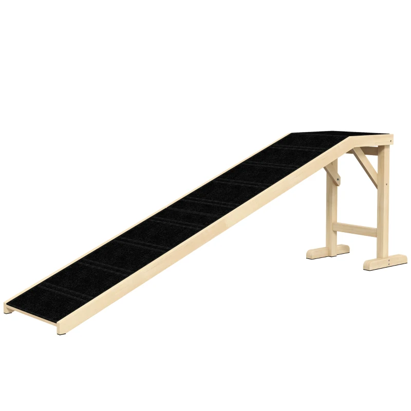 PawHut Dog Ramp for Bed, Pet Ramp for Dogs with Non-Slip Carpet and Top Platform, 74" x 16" x 25", Natural