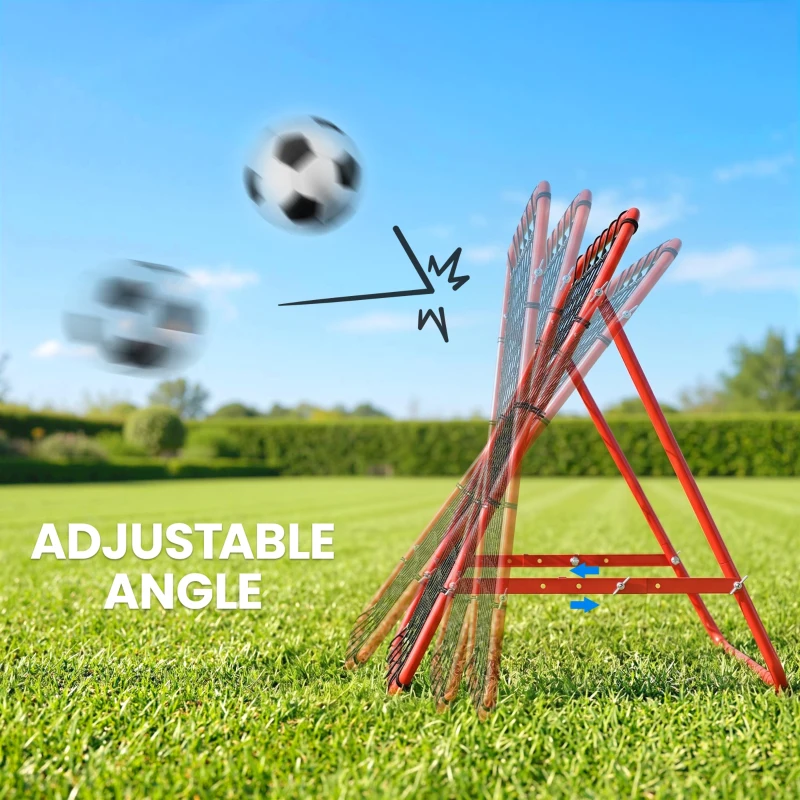 HOMCOM Volleyball Rebounder Net Football Training Aid Kickback Target Play Red