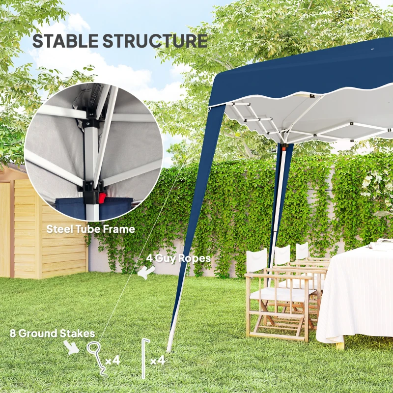 Outsunny 8' x 8' Pop Up Canopy, Outdoor Foldable Tent, Portable Canopy Tent with Carrying Bag for Camping, Party, Picnic, Blue
