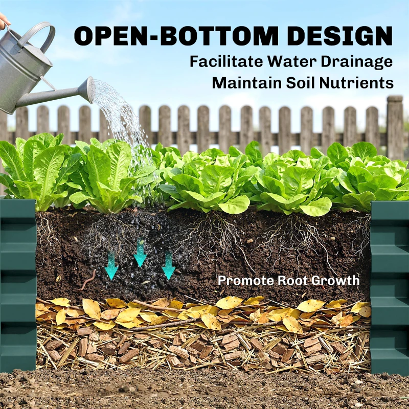 Outsunny Galvanized Raised Garden Bed, 4' x 4' x 1' Metal Planter Box, for Growing Vegetables, Flowers, Herbs, Succulents, Green