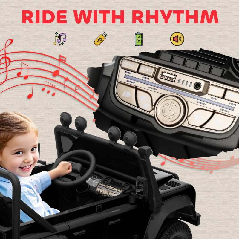 Qaba Land Rover Licensed Electric Car for Kids with Remote Control, Dual Motors, Spring Suspension, LED Lights, Black