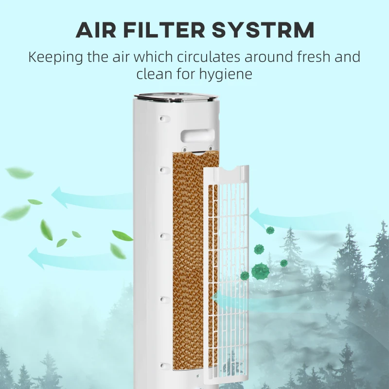 HOMCOM 42" 3-In-1 Ice Cooling Fan with Humidifier, Evaporative Air Cooler with Water Tank, 3 Modes, 3 Speeds, 12H Timer, White