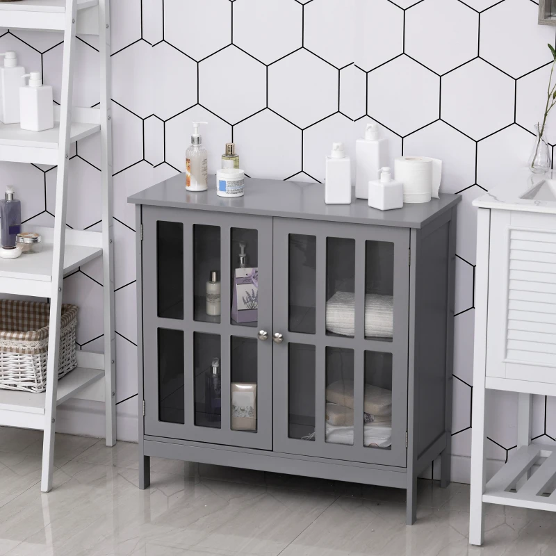 kleankin Contemporary Storage Cabinet, Cupboard Buffet Credenza with 2 Doors for Kitchen, Hallway, Living Room, Gray