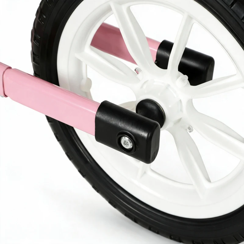 Qaba Balance Bike, Baby Bike with Lighting Wheels, Adjustable Seat and Handlebar, Steering for 2-5 Years Old, Pink