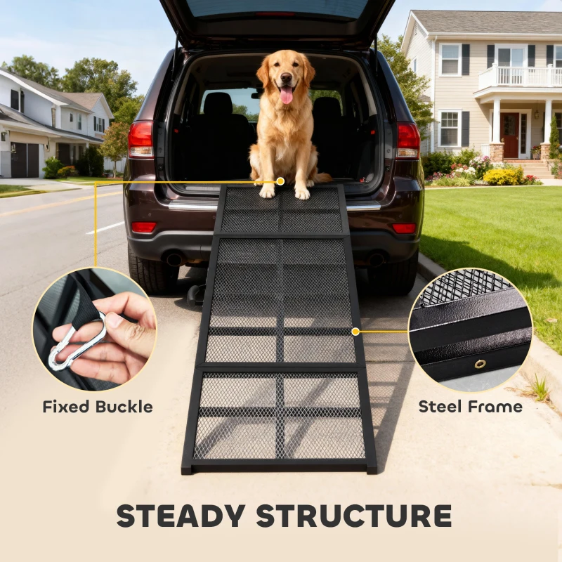 PawHut 75" Folding & Portable Dog Car Ramp for Large Dogs, Extra Long & Wide, for Car, SUV, Truck, RV, High Bed