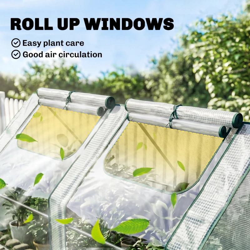 Outsunny 6' x 3' x 3' Portable Greenhouse, Garden Hot House with Two PE/PVC Covers and 2 Roll Up Windows, Clear