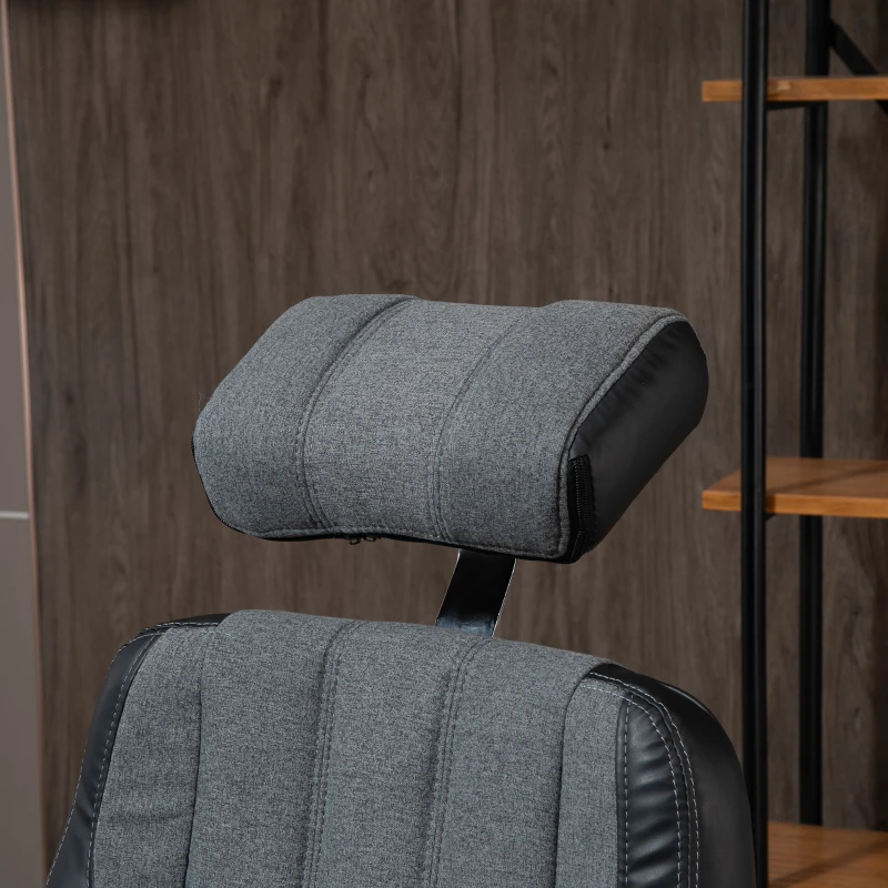 Vinsetto High-Back Home Office Chair 400lbs with Wide Seat, Linen PU High-Back Home Chair, Computer Desk Chair with Adjustable Height, Swivel Wheel, Black/Grey