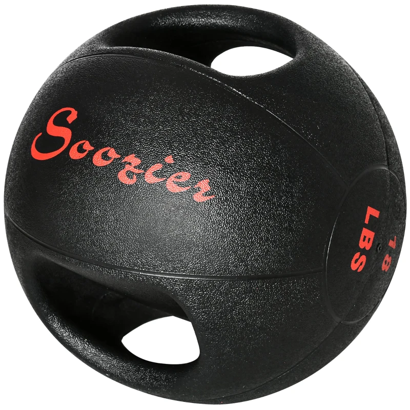 Soozier Medicine Ball with Handles, 18 lbs. Weighted Ball for Exercise, Med Ball for Abs, Core, Strength Training, Balance Training
