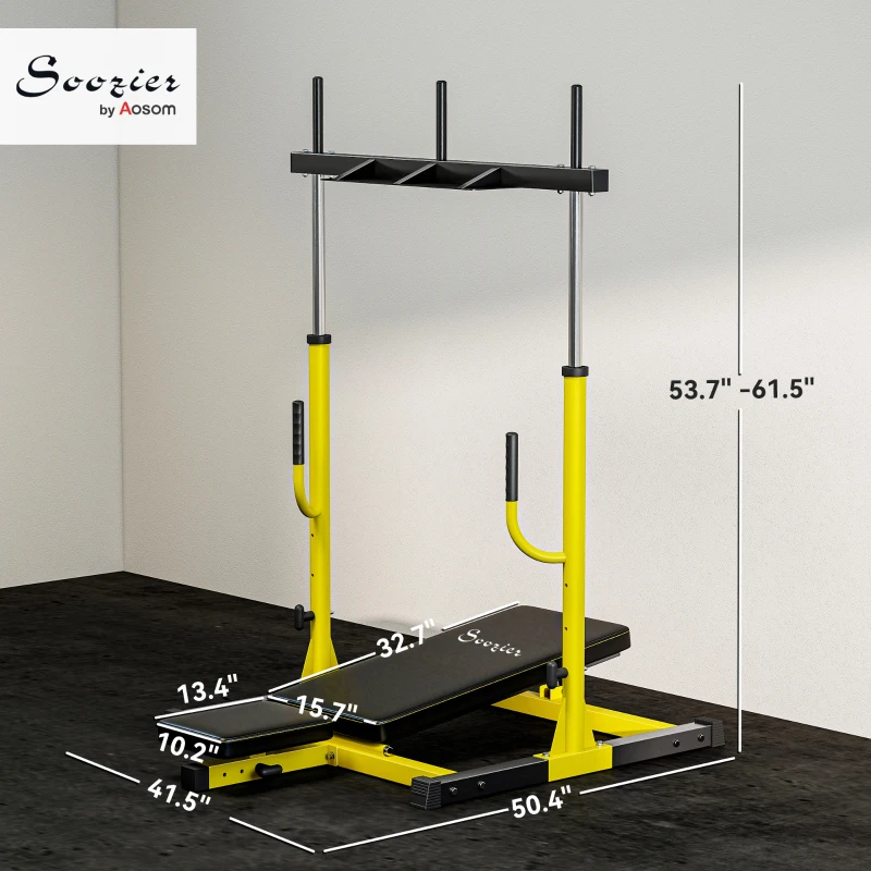 Soozier Vertical Leg Press Machine with Adjustable Leg, Back, and Head Positions, 1" Standard Plate Compatible, Yellow
