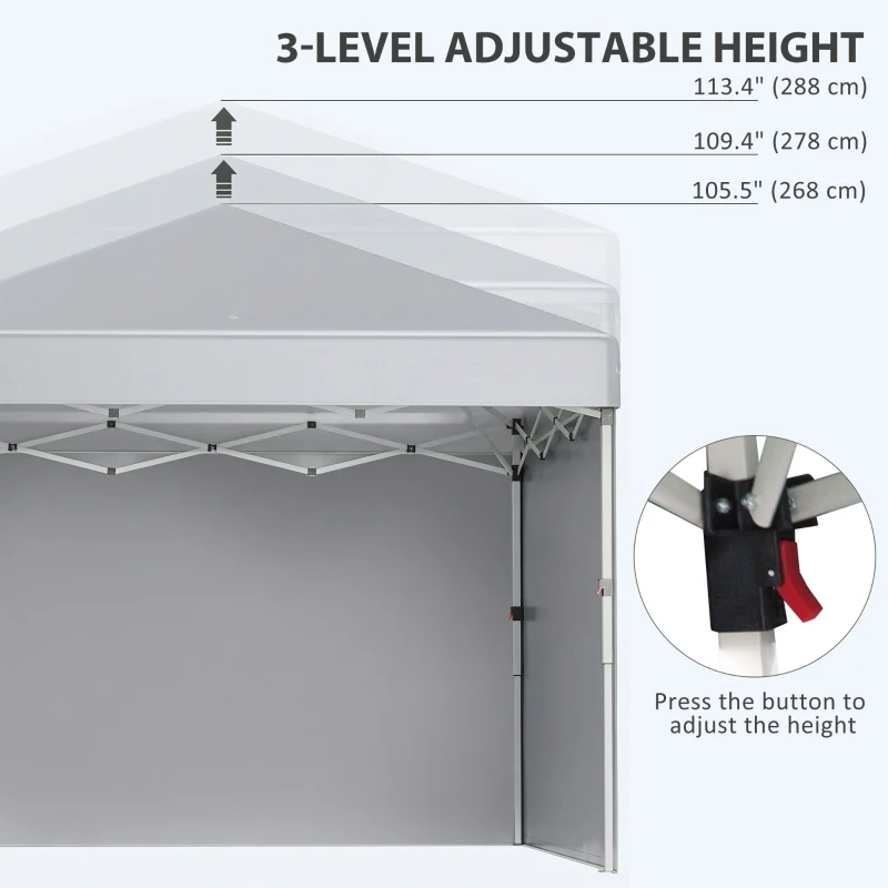 Outsunny 10' x 10' Pop Up Canopy with Sidewalls, Roller Bag, Height Adjustable Instant Tent for Outdoor Garden Patio, Light Grey