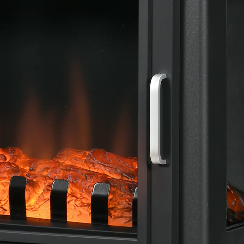 HOMCOM 24" Electric Fireplace Stove, 1000W/1500W Freestanding Fireplace Heater with Adjustable Temperature, Black