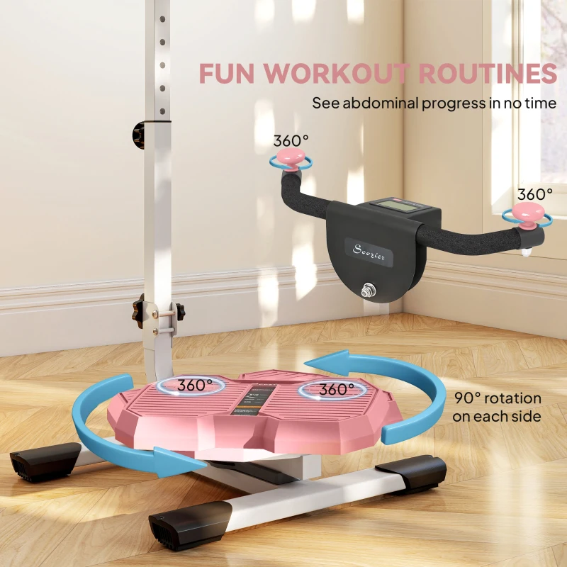Soozier Foldable Ab Twister Board for Waist Trimming with LCD Display, Ab Workout Equipment for Women and Men, Pink