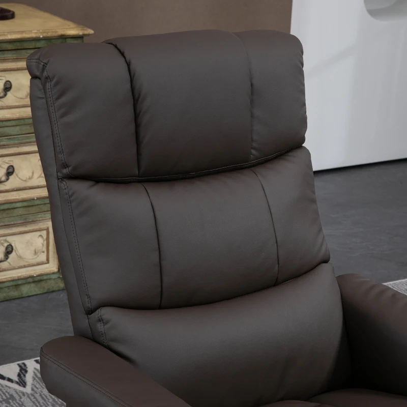 HOMCOM Swivel Recliner with Ottoman Massage, Recliner Chair and Ottoman, Faux Leather Reclining Chair with Remote, Brown