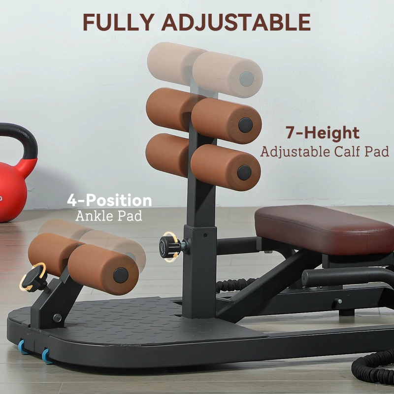 Soozier Foldable Sissy Squat Machine, Hip Thrust Machine with Push Up Stand, Multipurpose Glute Workout Equipment, Black