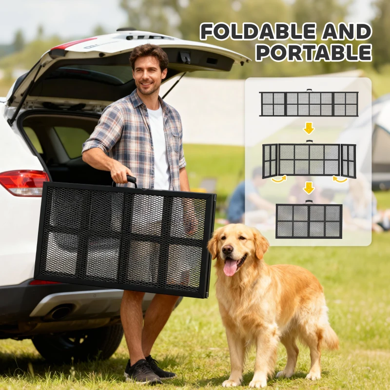 PawHut 75" Folding & Portable Dog Car Ramp for Large Dogs, Extra Long & Wide, for Car, SUV, Truck, RV, High Bed