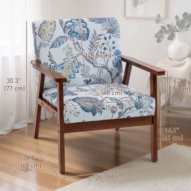 HOMCOM 2 PCS Modern Accent Chairs with Cushioned Seat, Upholstered Linen-Feel Armchair for Bedroom, Living Room, Multicolored