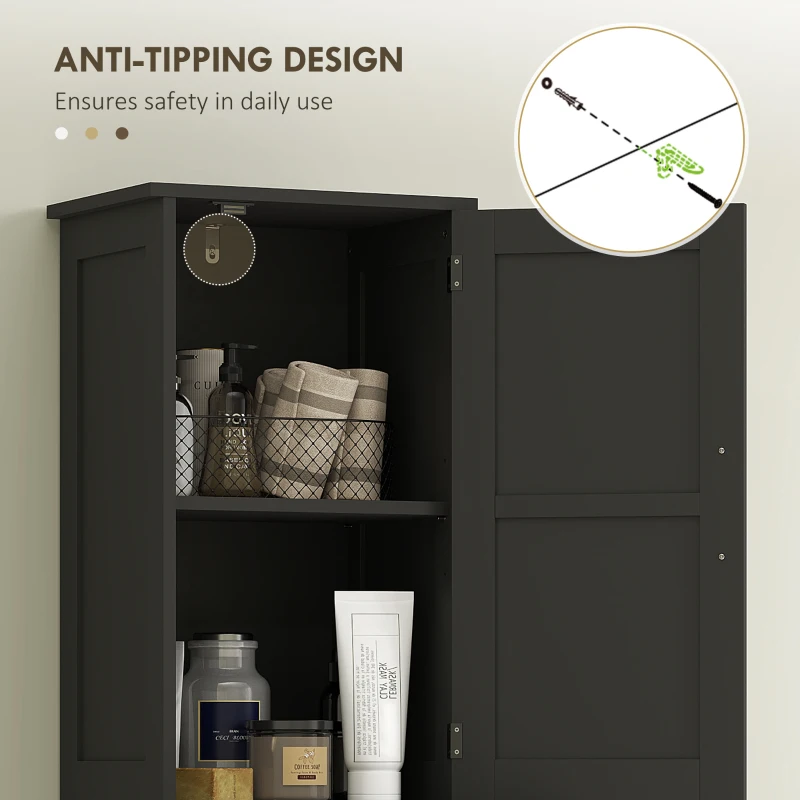 HOMCOM 67" Tall Bathroom Cabinet, Narrow Bathroom Storage Cabinet with Drawer, Barn Doors and Adjustable Shelves, Black