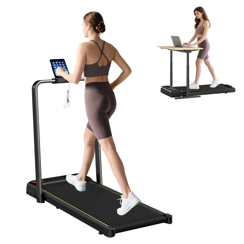 Soozier Walking Pad Treadmill, 0.6–6.2mph Foldable Under Desk Treadmill with Incline, Wheels, LED Display and Remote Control