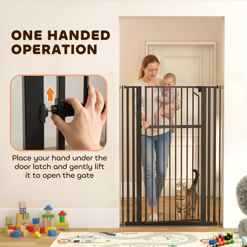 PawHut 55" Extra Tall Pet Gate 30-41" Wide Adjustable Baby Gate Pressure Mounted for Doorways, Hallways, Stairs