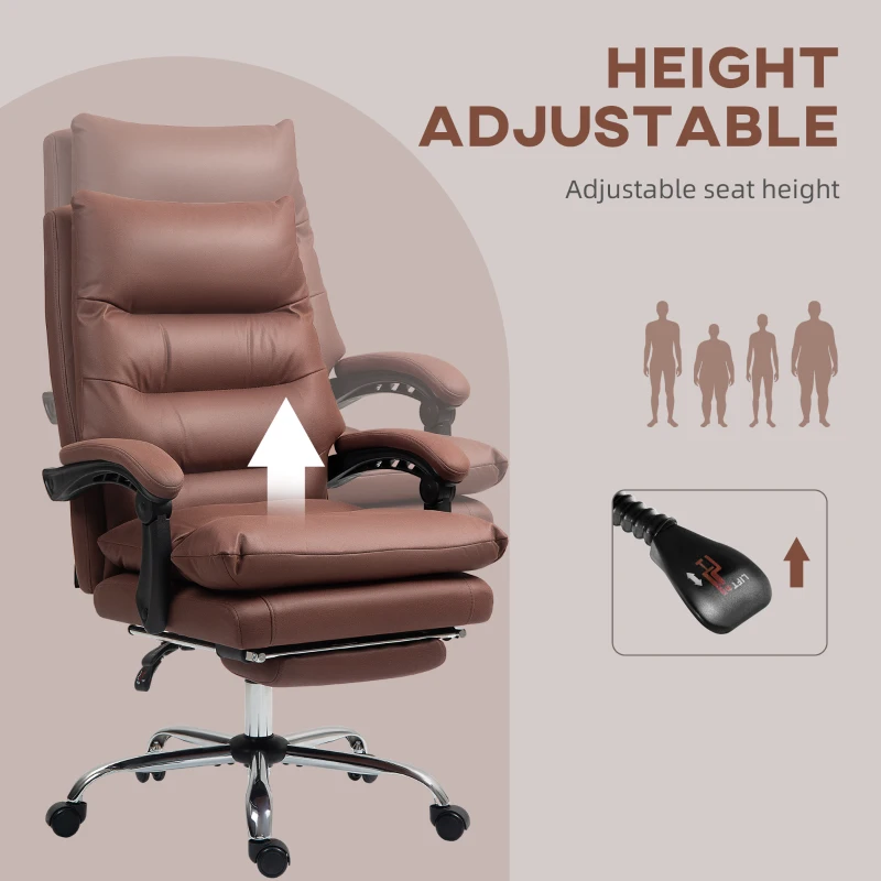 Vinsetto Microfibre Massage Office Chair, Heated Reclining Chair with Footrest, Double-tier Padding, Swivel Wheels, Coffee