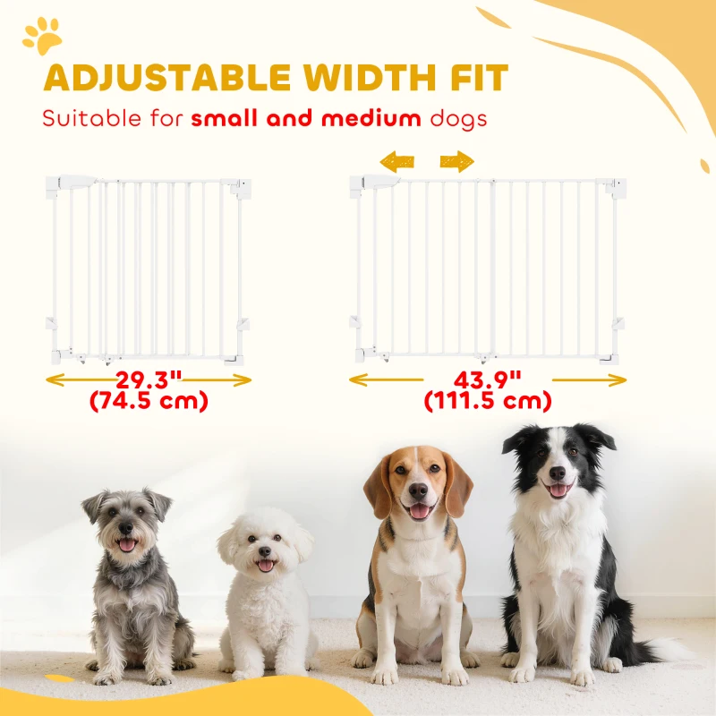 PawHut 29"-44" Wide Dog Gate, 29" H, Pet Gate with Auto-Close, Single Hand Operation, Wall-Mounted, No-Threshold Design