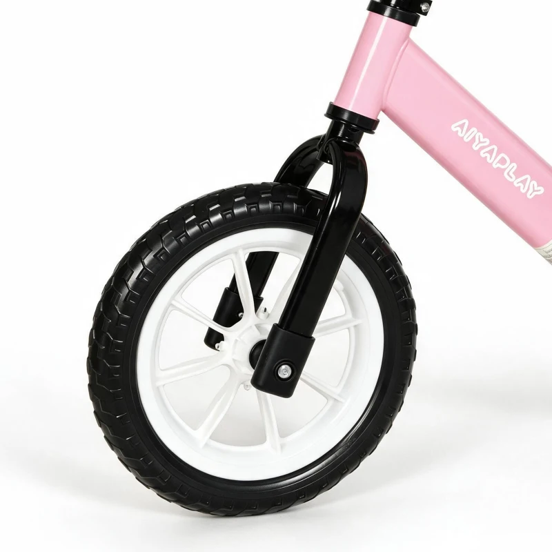 Qaba Balance Bike, Baby Bike with Lighting Wheels, Adjustable Seat and Handlebar, Steering for 2-5 Years Old, Pink