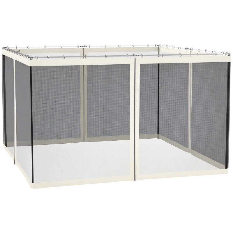 Outsunny Replacement Mosquito Netting for Gazebo 10' x 12' Black Screen Walls for Canopy with Zippers, White