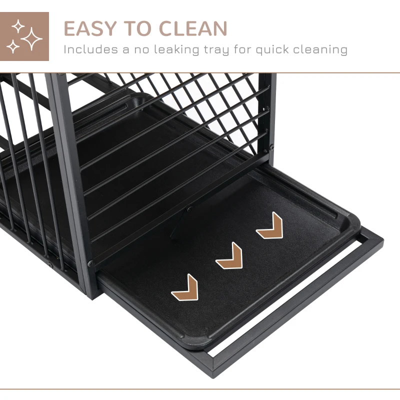 PawHut Dog Crate Furniture, Heavy Duty Dog Kennel End Table with Removable Tray, for Small Medium Dogs, Indoor Use, Black
