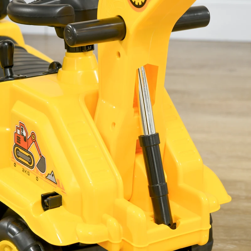 HOMCOM 2 in 1 Ride On Toy Digger Digger Tractor Pulling Cart Pretend Play Construction Truck