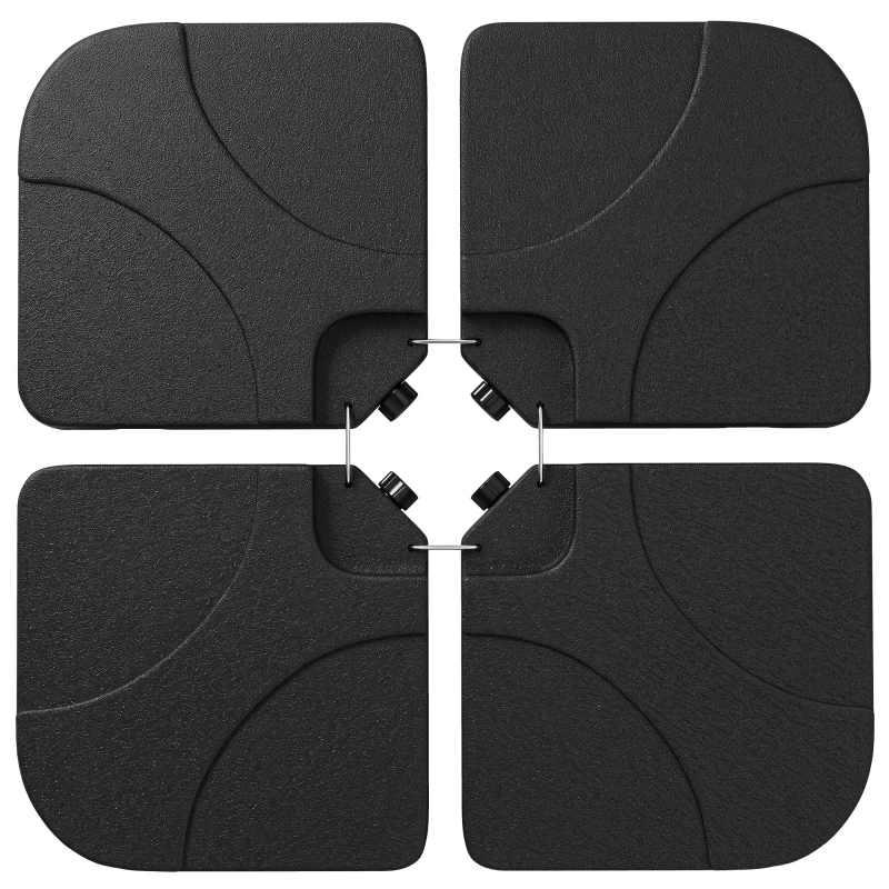 Outsunny 4 Piece Umbrella Base Stand w/ U Locking, 132 lb Capacity Water or 172 lb Capacity Sand, Black