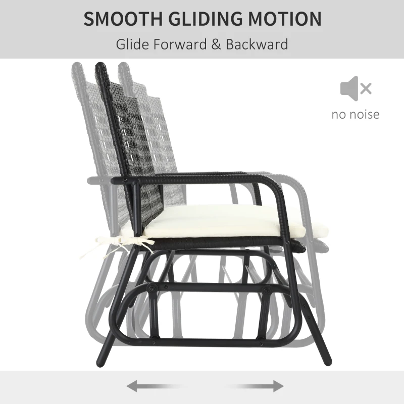 Outsunny Patio 2-Person Wicker Glider Bench Swing Gliding Chair, Outdoor All-Hand Woven PE Rattan Loveseat w/ Ergonomic Design for Patio, Garden, Porch, Lawn, Brown