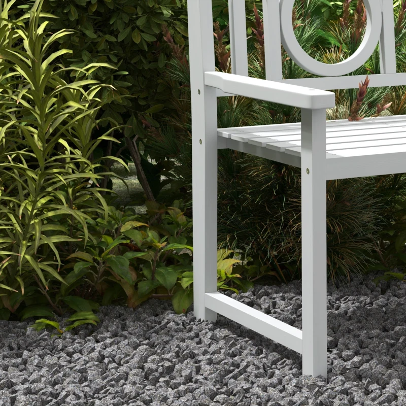 Outsunny 47" Outdoor Wooden Bench, 2-Seater Garden Bench, Fir Wood, For Garden, Poolside, Deck