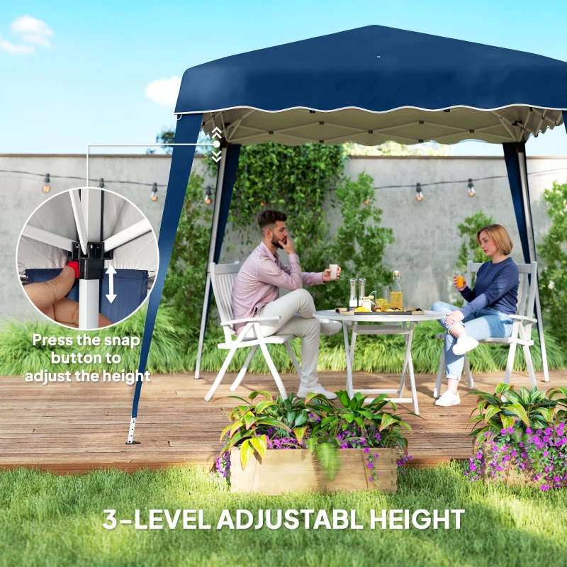 Outsunny 8' x 8' Pop Up Canopy, Outdoor Foldable Tent, Portable Canopy Tent with Carrying Bag for Camping, Party, Picnic, Blue