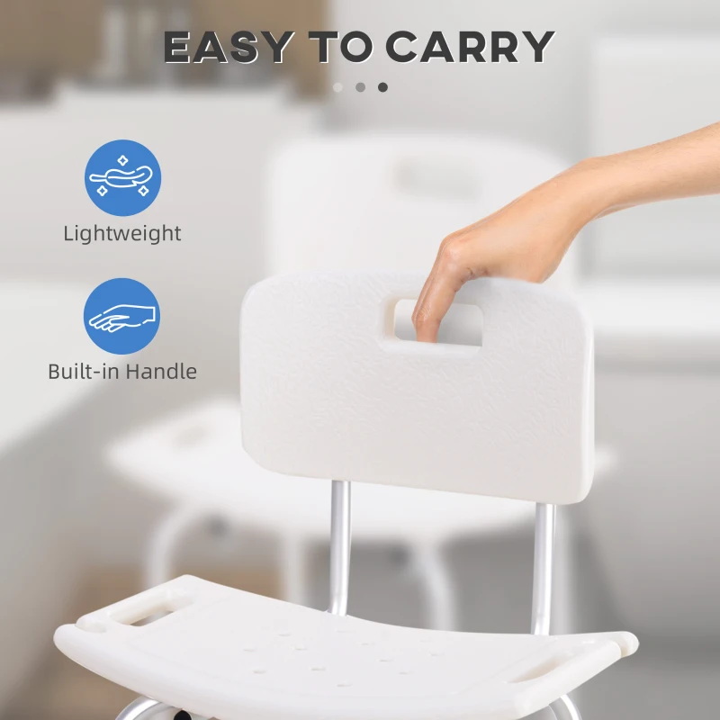 HOMCOM Shower Chair and Toilet Safety Rail Set, Height Adjustable Bath Chair, Width and Height Adjustable Toilet Rail, Assist Grab Bar for Seniors, Easy Installation