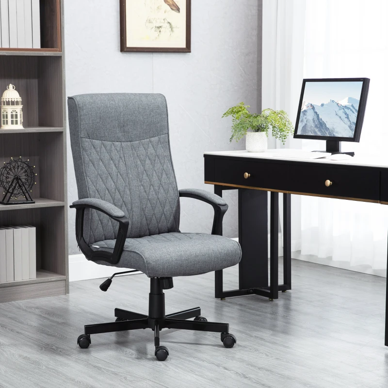 Vinsetto High-Back Home Office Chair, Computer Desk Chair with 360 Degree Swivel, Adjustable Height and Tilt Function, Dark Grey