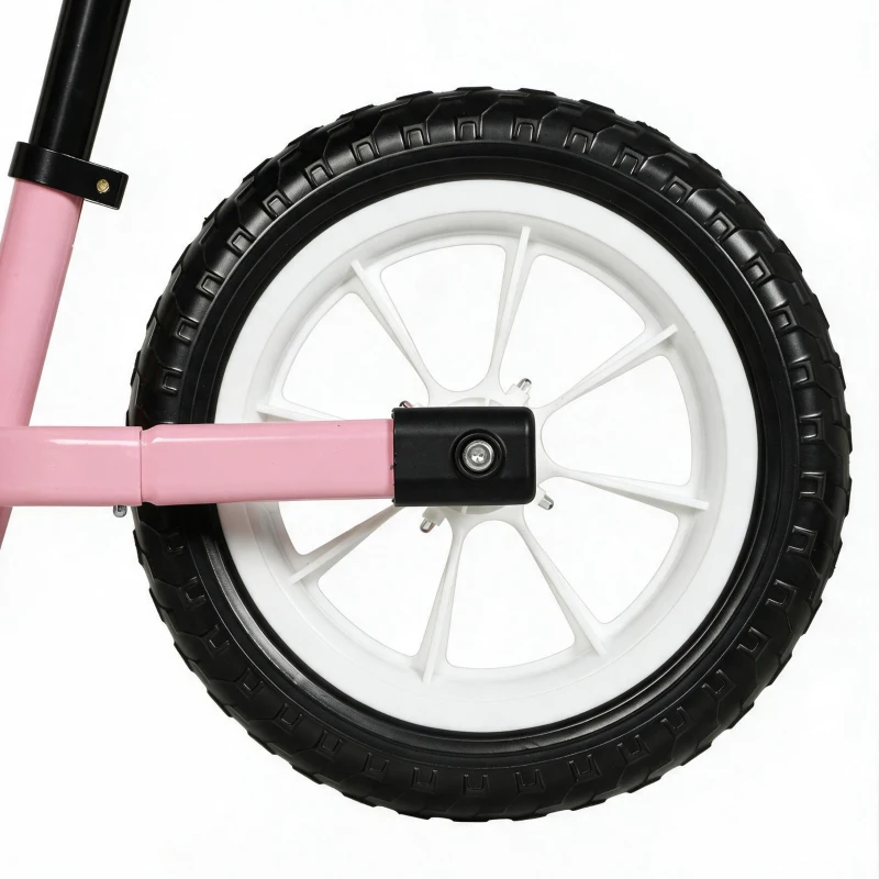 Qaba Balance Bike, Baby Bike with Lighting Wheels, Adjustable Seat and Handlebar, Steering for 2-5 Years Old, Pink