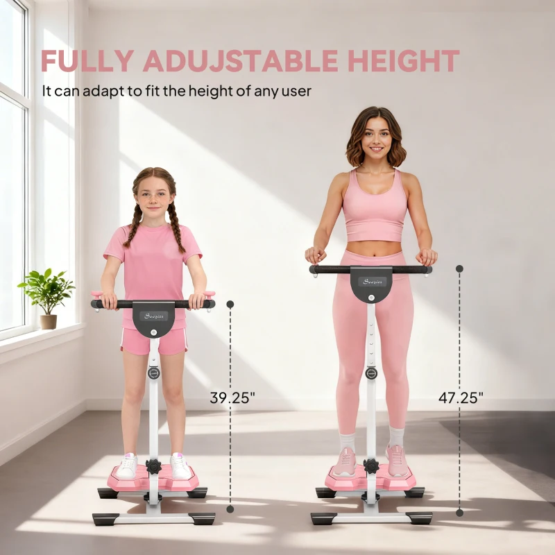 Soozier Foldable Ab Twister Board for Waist Trimming with LCD Display, Ab Workout Equipment for Women and Men, Pink