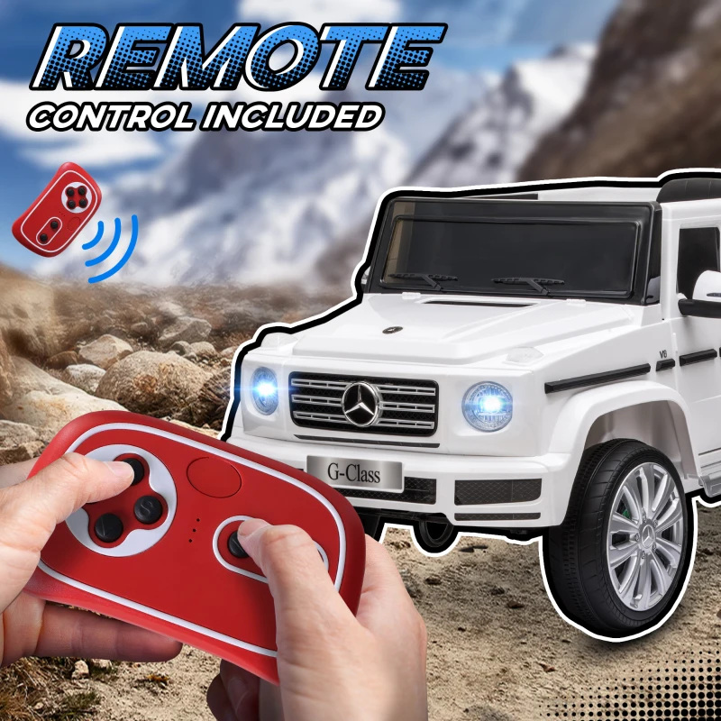 Aosom Mercedes Benz G500 Licensed 12V Kids Ride on Car with Remote Control, Music, Lights, MP3 for 37-96 months, White