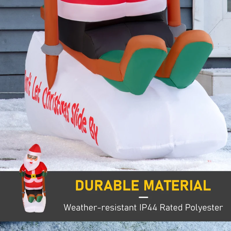 HOMCOM 4 ft Christmas Inflatables Outdoor Decorations Santa Claus Skiing, LED Lighted Blow Up Holiday Yard Christmas Decor