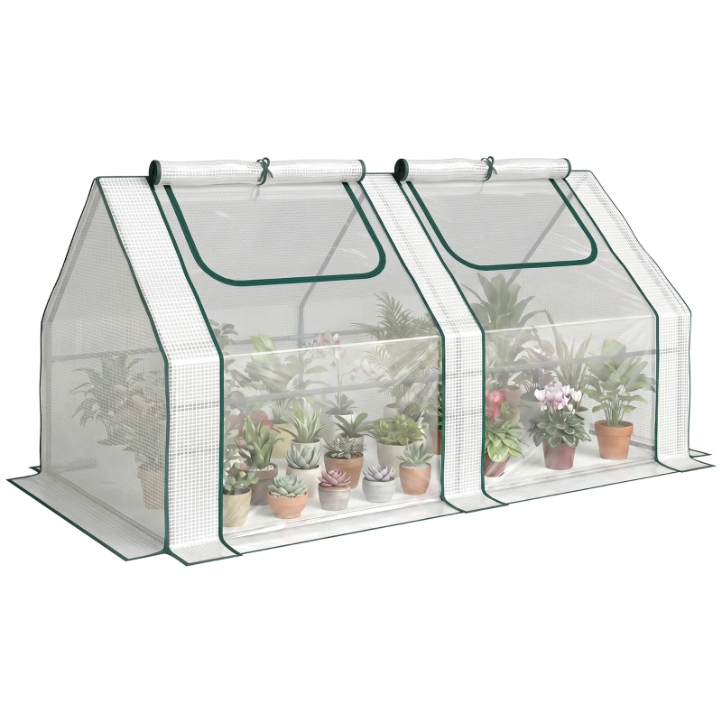 Outsunny 6' x 3' x 3' Portable Greenhouse, Garden Hot House with Two PE/PVC Covers and 2 Roll Up Windows, Clear