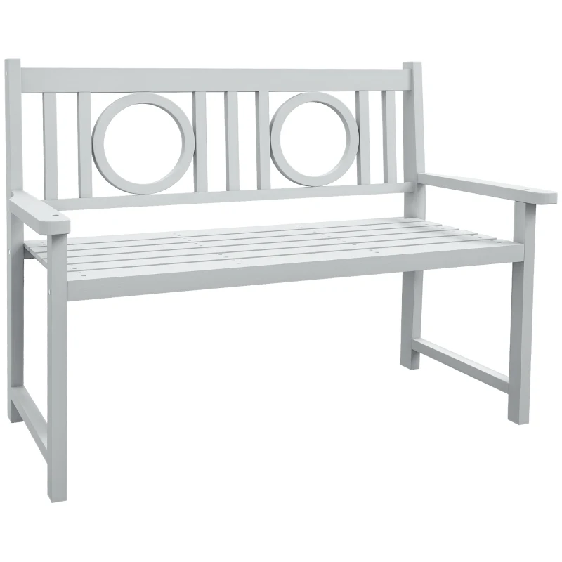 Outsunny 47" Outdoor Wooden Bench, 2-Seater Garden Bench, Fir Wood, For Garden, Poolside, Deck