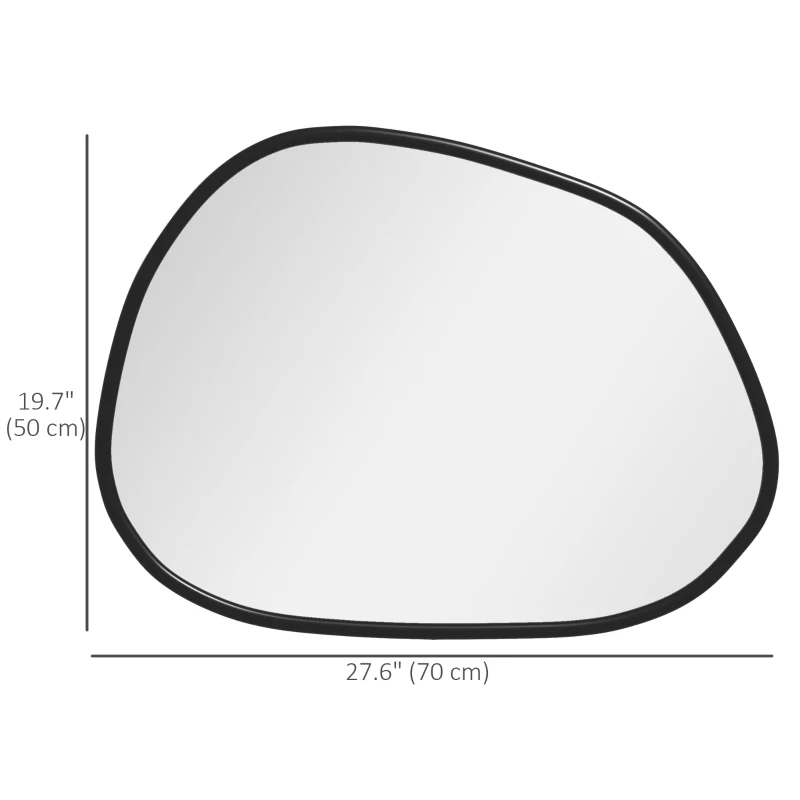 HOMCOM 27.5" x 19.5" Irregular Mirror, Decorative Vanity Mirror with Pine Wood Frame for Bathroom, Living Room, Bedroom, Black