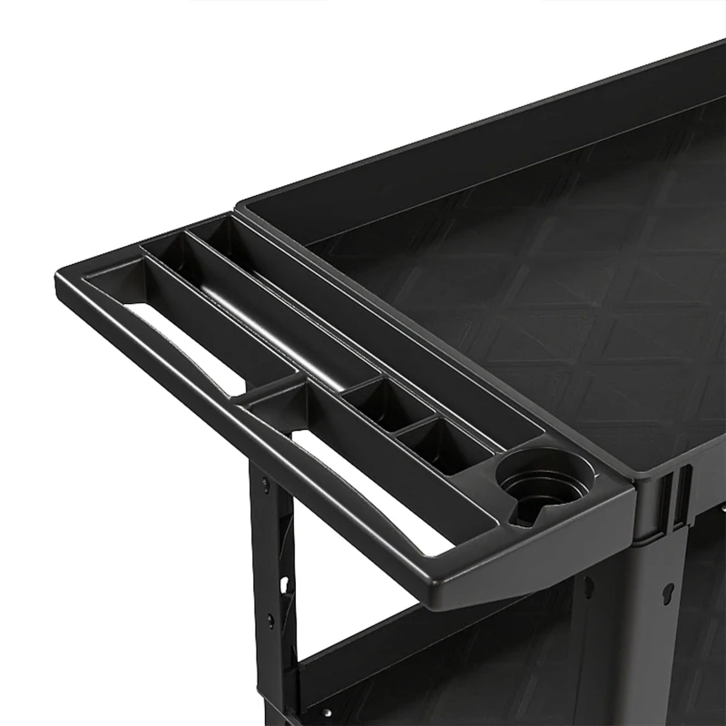 HOMCOM 2-Tier Rolling Tool Cart with Wheels, 500 LBS Capacity Plastic Utility Cart with Handle for Garage, Warehouse, Black