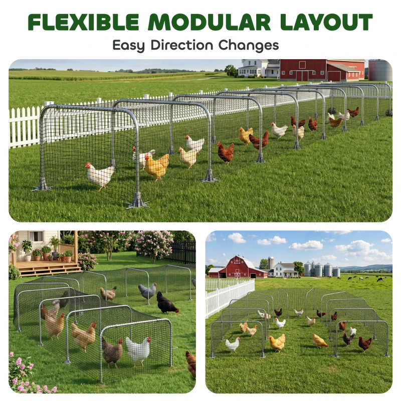 PawHut Extra Long Chicken Run, 354" x 39" Galvanized Steel Chicken Tunnel with Nylon Netting for 10-15 Chickens or Ducks